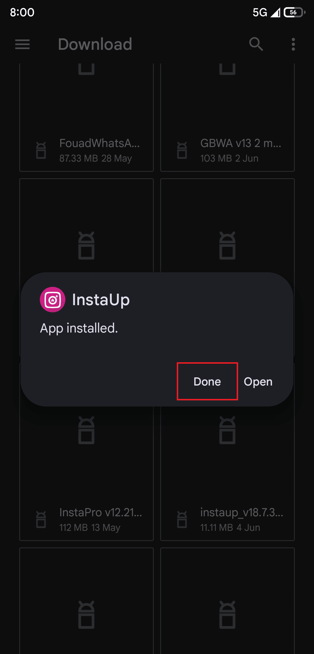 InstaUp App Installation